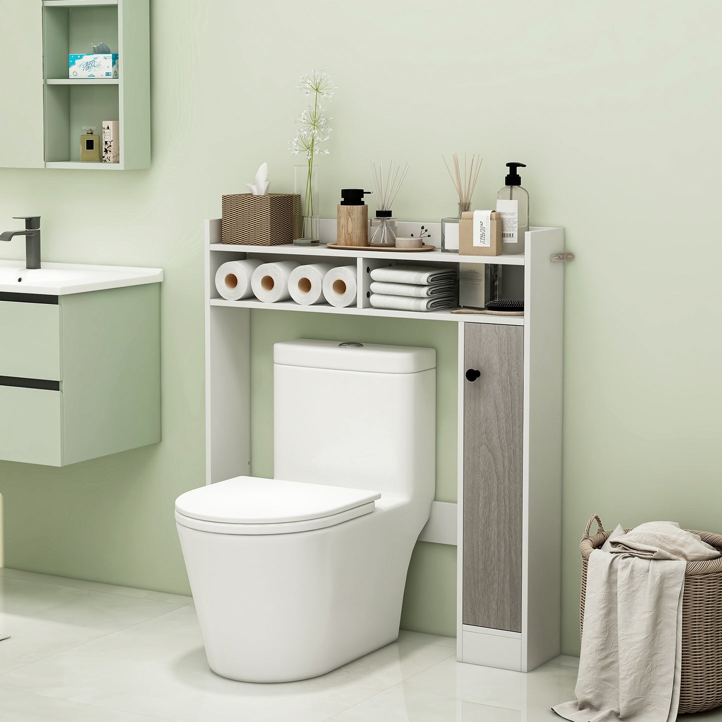 Over-the-Toilet Storage Cabinet with Adjustable Shelves
