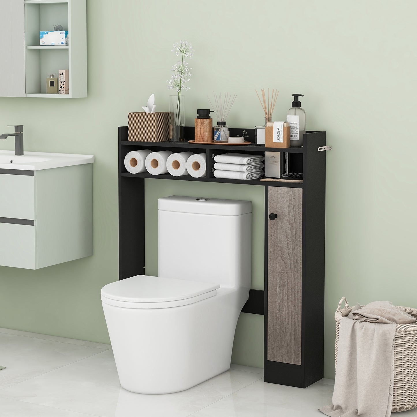Over-the-Toilet Storage Cabinet with Adjustable Shelves