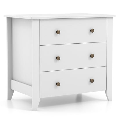3-Drawer Storage Dresser Chest, Compact Bedside Table with Organizational Drawers – White