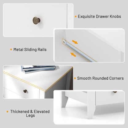3-Drawer Storage Dresser Chest, Compact Bedside Table with Organizational Drawers – White