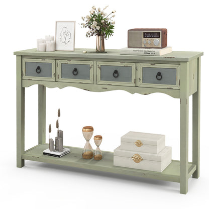Classic Entryway Table with Two Storage Drawers and Open Shelf 48 Inch Farmhouse Look