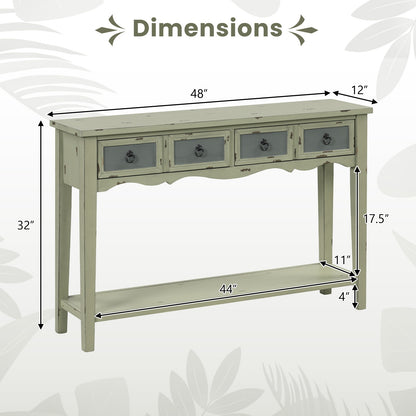 Classic Entryway Table with Two Storage Drawers and Open Shelf 48 Inch Farmhouse Look