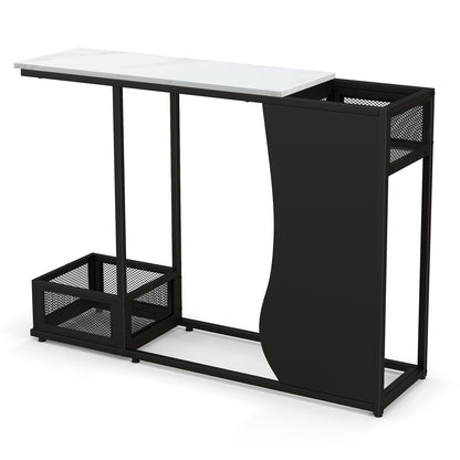 Elegant Console Table with Faux Marble Top and Built-In Plant Display 43.5 Inch