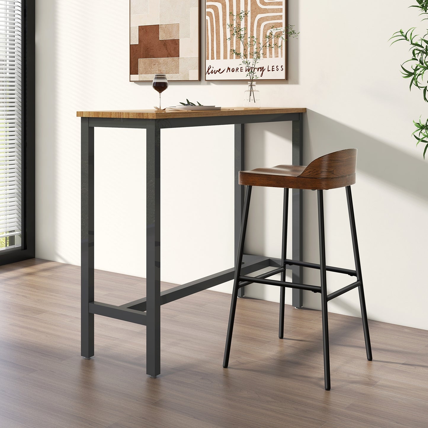 Industrial 29 Inch Bar Stools with Low Back and Footrests, Set of 1