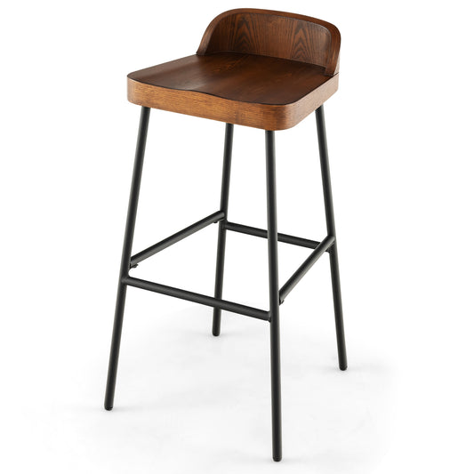 Industrial 29 Inch Bar Stools with Low Back and Footrests, Set of 1