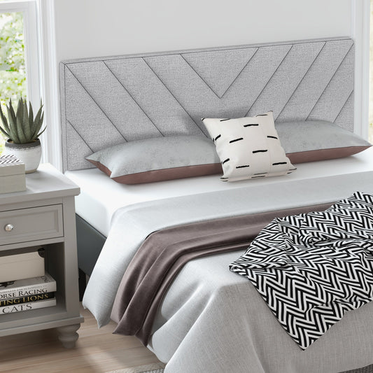 Adjustable Linen Upholstered Headboard for Full & Queen Size Beds - Grey