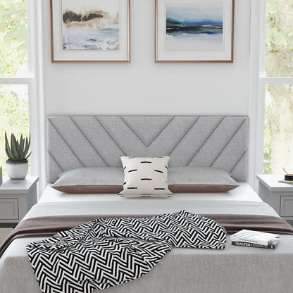 Adjustable Linen Upholstered Headboard for Full & Queen Size Beds - Grey