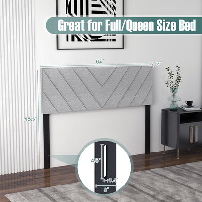 Adjustable Linen Upholstered Headboard for Full & Queen Size Beds - Grey