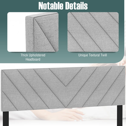 Adjustable Linen Upholstered Headboard for Full & Queen Size Beds - Grey