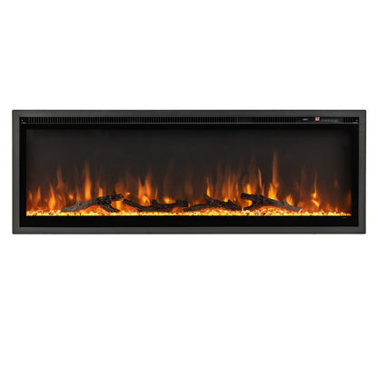 36/42/50 Inch Electric Fireplace In-Wall Recessed with Remote Control, Adjustable Color & Brightness