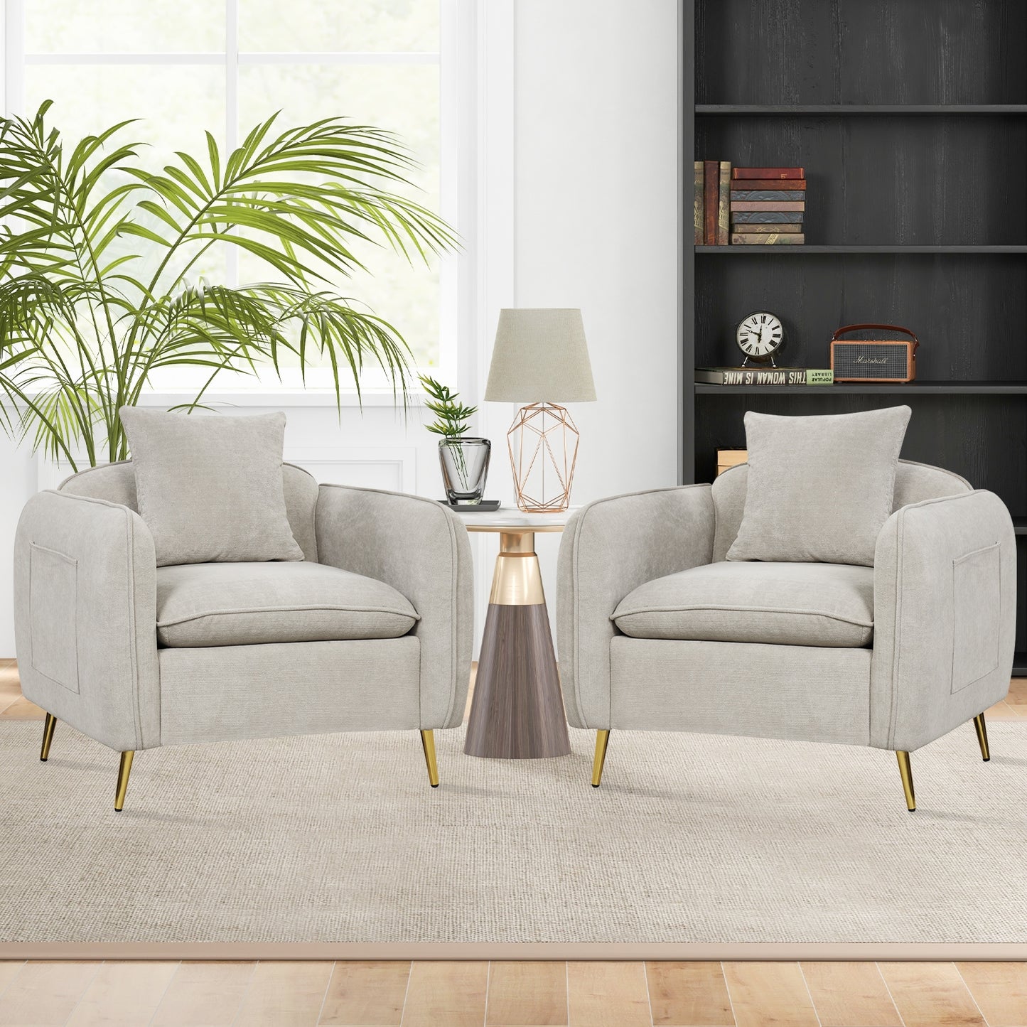 Elegant Chenille Velvet Accent Chair with Cushioned Seat and Side Storage