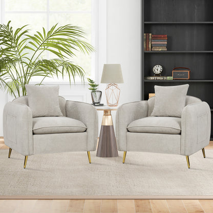Elegant Chenille Velvet Accent Chair with Cushioned Seat and Side Storage
