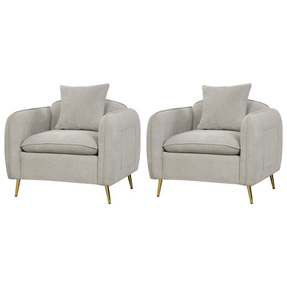 Elegant Chenille Velvet Accent Chair with Cushioned Seat and Side Storage