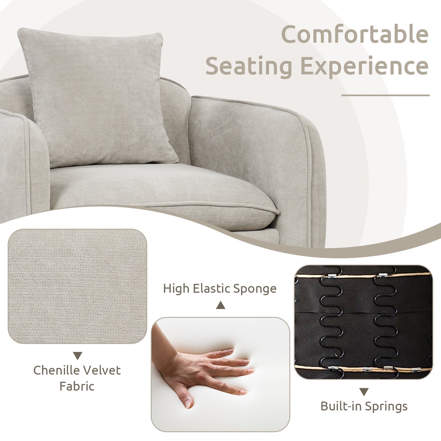 Elegant Chenille Velvet Accent Chair with Cushioned Seat and Side Storage
