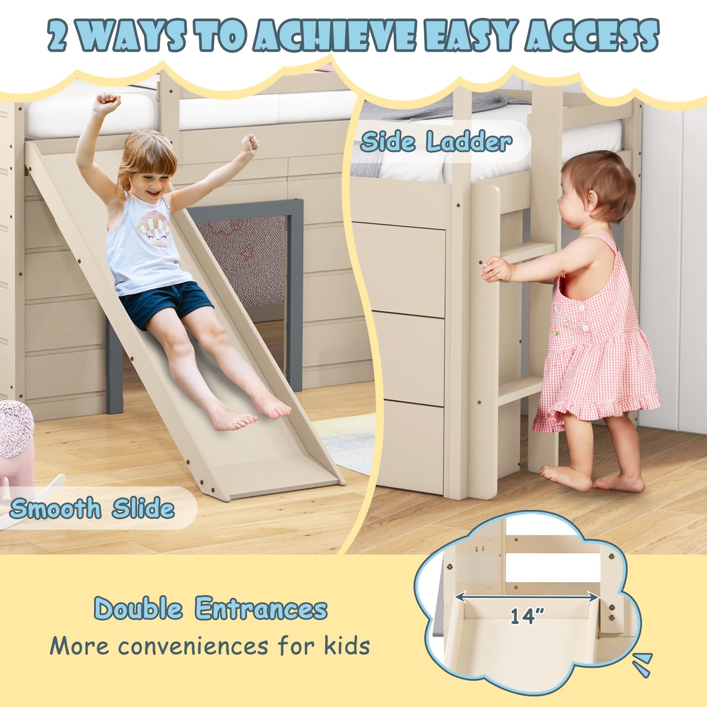 Multifunctional 3-In-1 Twin Loft Bed with Slide, Ladder, and Storage Drawers for Kids and Teens