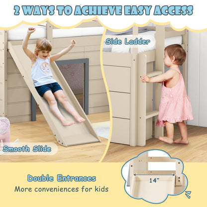 Multifunctional 3-In-1 Twin Loft Bed with Slide, Ladder, and Storage Drawers for Kids and Teens