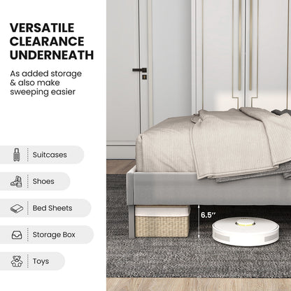 Luxurious Velvet Platform Bed with High Headboard and Wooden Slats - Twin Size