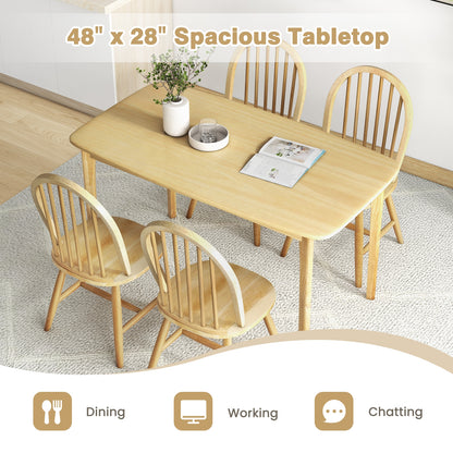 Farmhouse Style 5-Piece Dining Set with Solid Wood Table and 4 Windsor Back Chairs