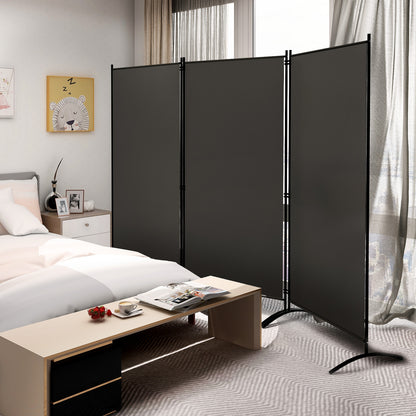 6 Foot 3 Panel Grey Room Divider with Durable Hinges and Steel Base