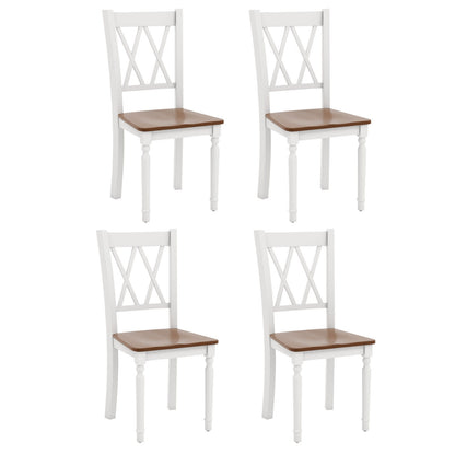 Farmhouse Wooden Dining Chairs with Rubber Wood Seat and Curved Backrest, Set of 2/4