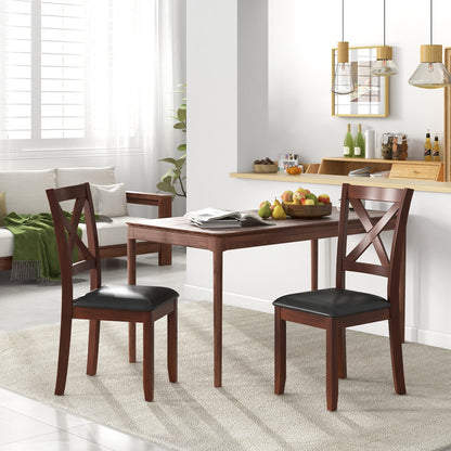 Ergonomic Wooden Dining Chairs with Padded Seat and Rubber Wood Legs, Set of 2