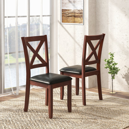 Ergonomic Wooden Dining Chairs with Padded Seat and Rubber Wood Legs, Set of 2