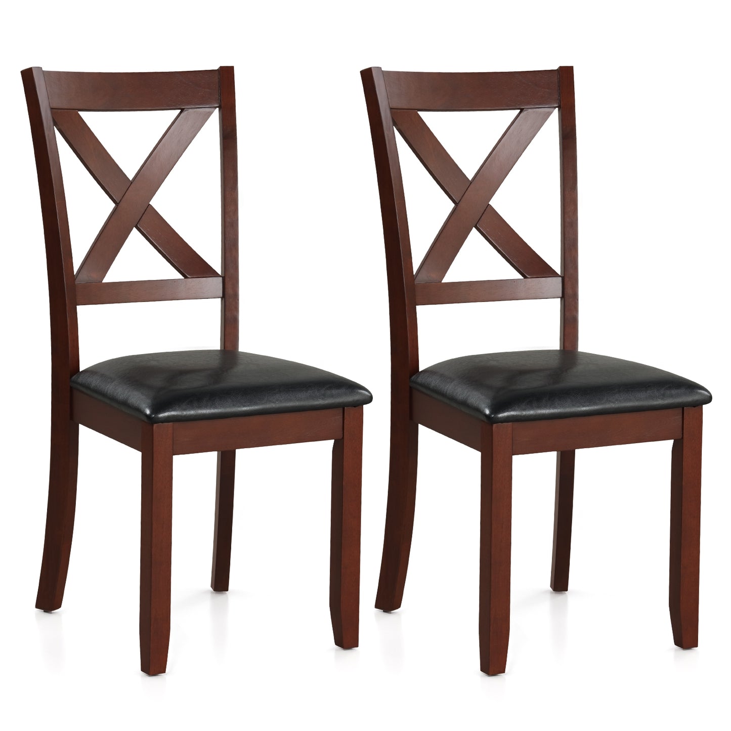 Ergonomic Wooden Dining Chairs with Padded Seat and Rubber Wood Legs, Set of 2