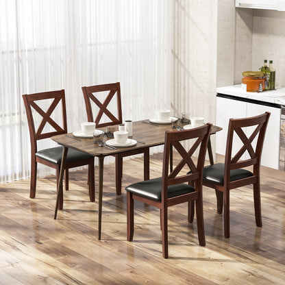 Ergonomic Wooden Dining Chairs with Padded Seat and Rubber Wood Legs, Set of 2