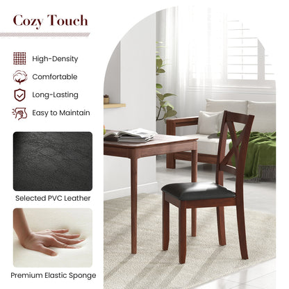 Ergonomic Wooden Dining Chairs with Padded Seat and Rubber Wood Legs, Set of 2