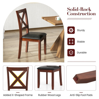 Ergonomic Wooden Dining Chairs with Padded Seat and Rubber Wood Legs, Set of 2