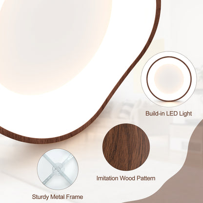 24W LED Mount Ceiling Light with Wood Texture & Metal Frame – Brown