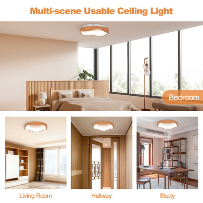 24W LED Mount Ceiling Light with Wood Texture & Metal Frame – Natural