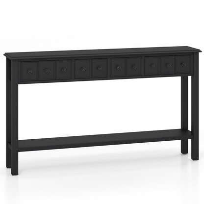 Spacious 60 Inch Sofa Table with 4 Drawers and Open Shelf for Living Room - Black