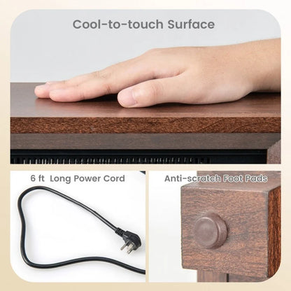 Compact Wooden Tabletop Fireplace with Realistic Flame Effect