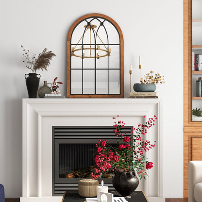 Arched Window Design Wall Mirror with Sturdy Backboard