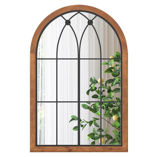 Arched Window Design Wall Mirror with Sturdy Backboard