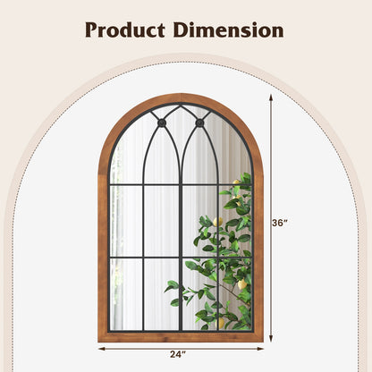 Arched Window Design Wall Mirror with Sturdy Backboard