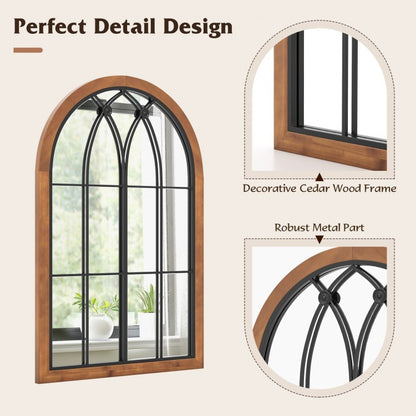 Arched Window Design Wall Mirror with Sturdy Backboard
