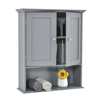 Wall-Mounted Bathroom Storage Cabinet with Doors & Adjustable Shelves