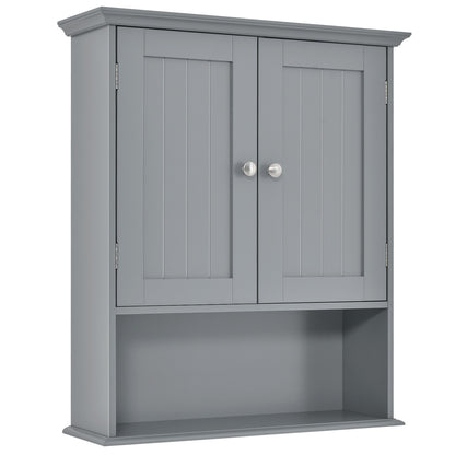 Wall-Mounted Bathroom Storage Cabinet with Doors & Adjustable Shelves