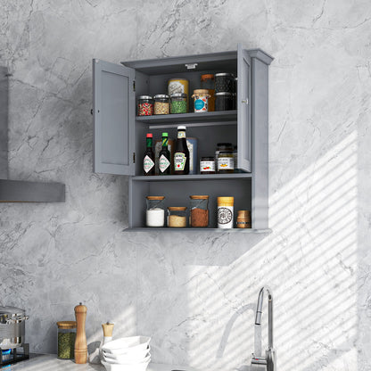 Wall-Mounted Bathroom Storage Cabinet with Doors & Adjustable Shelves