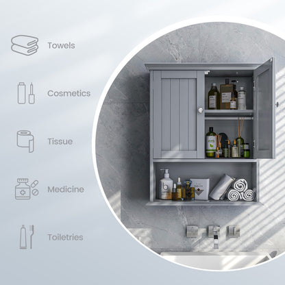 Wall-Mounted Bathroom Storage Cabinet with Doors & Adjustable Shelves