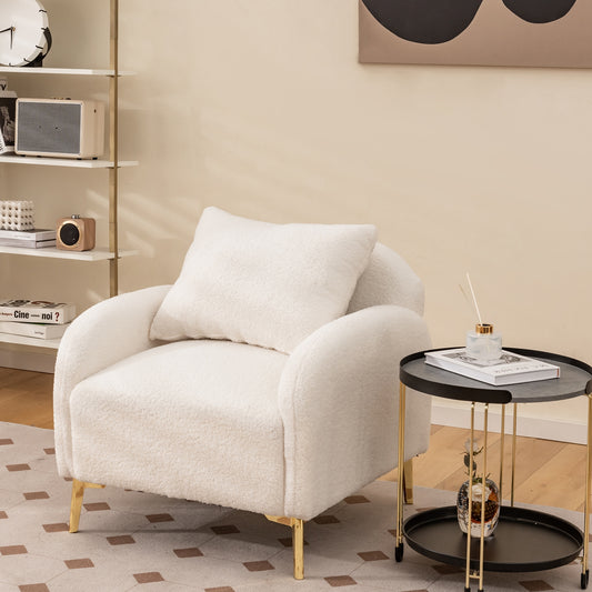 Cozy Faux Fur Lounge Chair with Plush Cushion and Removable Pillow