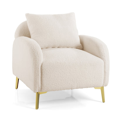 Cozy Faux Fur Lounge Chair with Plush Cushion and Removable Pillow