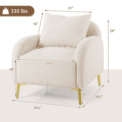 Cozy Faux Fur Lounge Chair with Plush Cushion and Removable Pillow