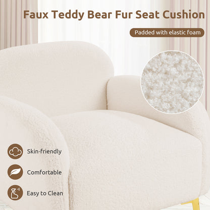 Cozy Faux Fur Lounge Chair with Plush Cushion and Removable Pillow