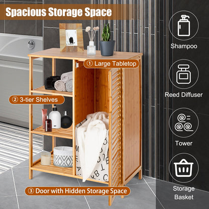 Space Saving Bamboo Storage Cabinet with 3 Shelves and Door