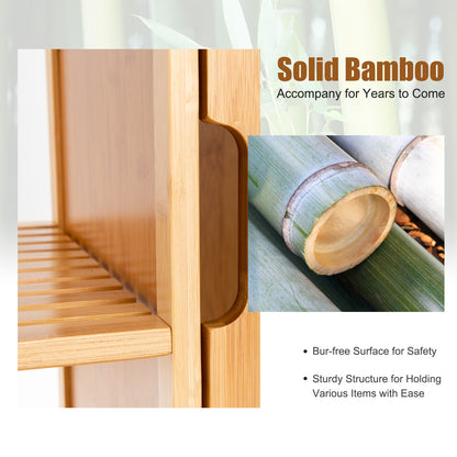 Space Saving Bamboo Storage Cabinet with 3 Shelves and Door