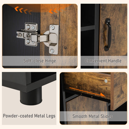 48 Inch Industrial Style Buffet Sideboard with Open Storage Cubbies and Cabinet