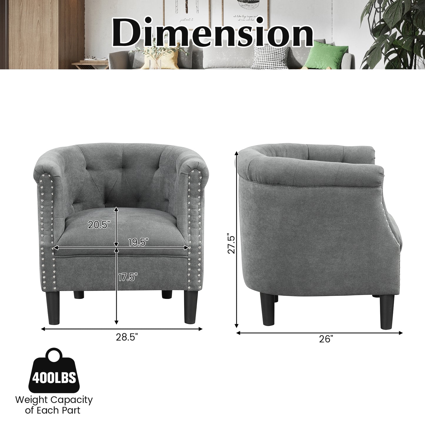 Contemporary Barrel Accent Chair with Matching Ottoman and Footrest